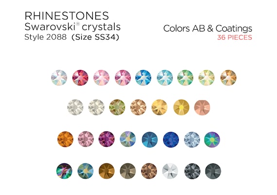 36 Pcs Swarovski Rhinestones 2088 SS34 AB Colors & Coatings
