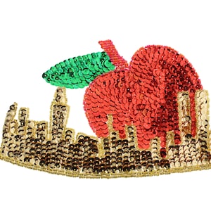 Vintage New York Skyline & Apple Sequin/Beaded Applique 8&quot;x5&quot;