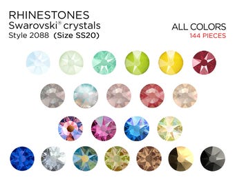 Swarovski Strass 2088 SS20 Alla Färger - VÄLJ DIN FÄRG - 144 Bitar