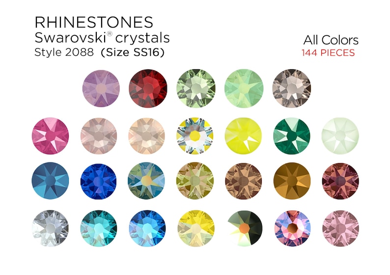 Swarovski Rhinestones 2088 SS16 All Colors - CHOOSE YOUR COLOR (144 Pieces) image 1
