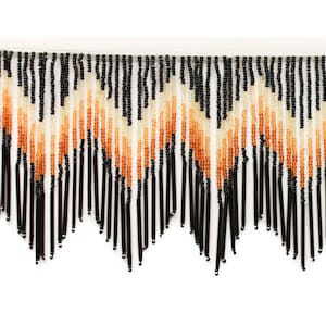 1 Yard Beaded Black, Light Topaz, Medium Topaz, and Topaz Fringe (Q)