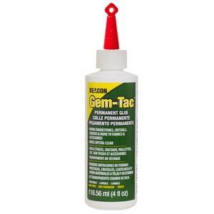 Gem-Tac Glue - 4oz bottle - Made for fabric - Ideal for gluing rhinestones onto fabric