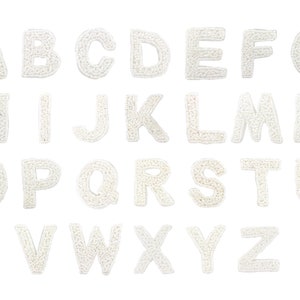 Alphabet Letter Beaded Appliques 1.5" White - CHOOSE YOUR LETTER