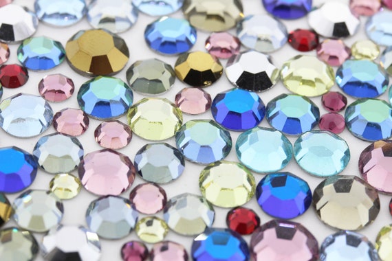 288 Pieces Red White and Blue Glass Rhinestones SS16 Vintage Glass Stones