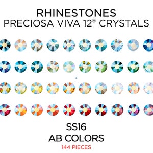 144 pcs Rhinestones PRECIOSA VIVA12 SS16 Colors AB - CHOOSE Color