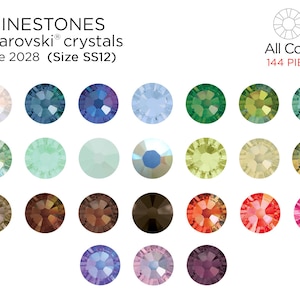Swarovski 2028 Flatback Rhinestones SS12 - CHOOSE YOUR COLOR (144 Pieces)