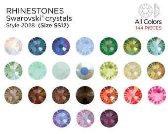 Swarovski 2028 Flatback Rhinestones SS12 - CHOOSE YOUR COLOR (144 Pieces)