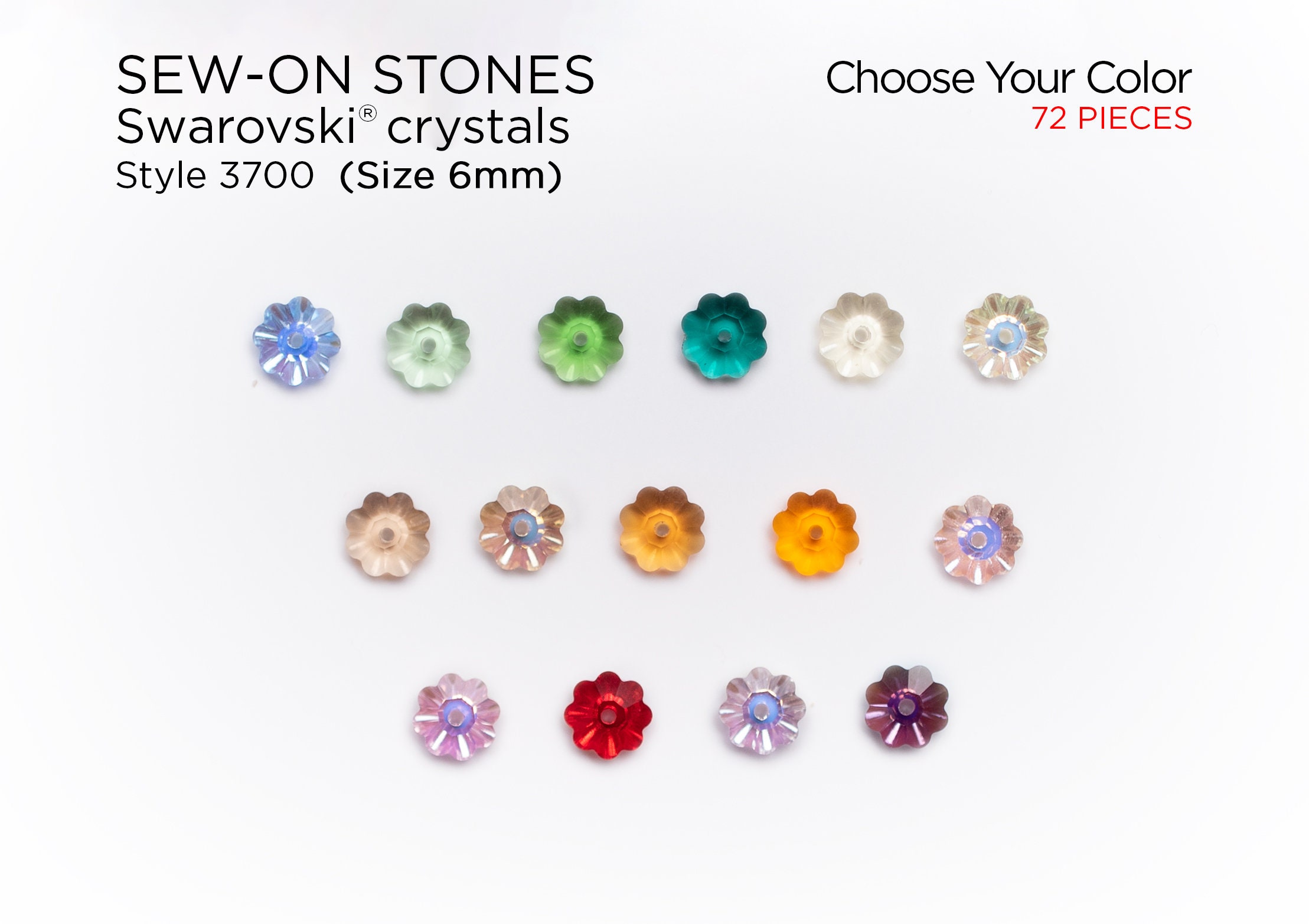72 Pcs Swarovski 3700 6mm Margarita Sew-on Rhinestone - CHOOSE