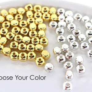Metal Beads Square 5mm - CHOOSE Gold or Silver Plated - High Quality
