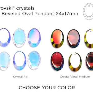 VINTAGE Swarovski Beveled Oval Pendant 6120 24x17mm - 6 pieces - CHOOSE Your COLOR