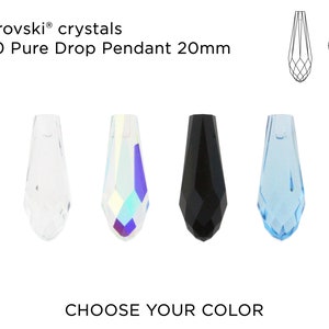 Swarovski Pure Drop Pendant (1/2 Hole) 6530 20mm - 12 pieces - CHOOSE YOUR COLOR