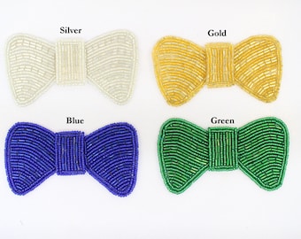 Beaded Bow Tie Applique 3.5x2"- CHOOSE YOUR COLOR