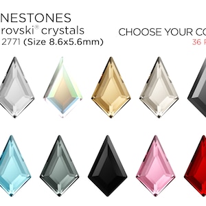 36 pcs Swarovski Rhinestones 2771 8.6x5.6mm Kite Cut Flatback - CHOOSE YOUR COLOR