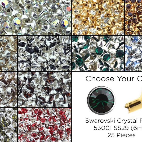 Swarovski Crystal Rivets 53001 SS29 (6mm) (25 Pieces) - CHOOSE YOUR COLOR