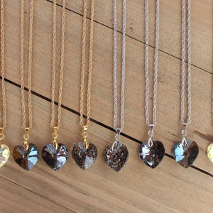 Heart Necklace with Crystals from Swarovski - Silver or Gold - Swarovski crystal - 18&quot; Necklace - CHOOSE YOUR COLOR