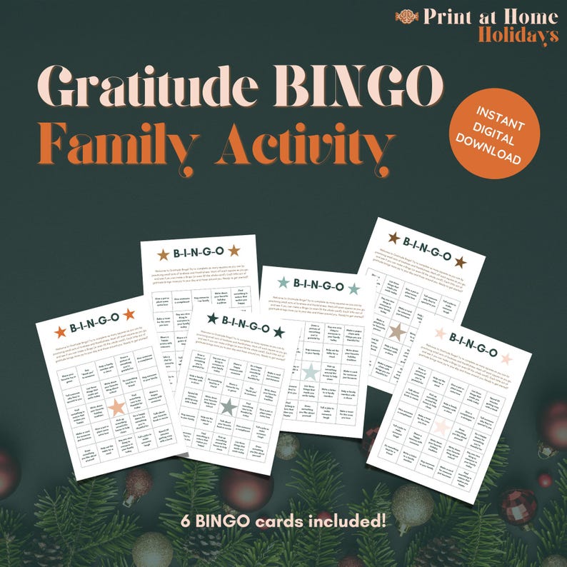 Printable Gratitude Bingo for Kids | Holiday Family Activity | Fun ...
