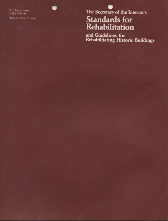 Secretary Of The Interior S Standards For Rehabilitation And Guidelines For Rehabilitating Historic Buildings 1980 14 Pages Good Shape