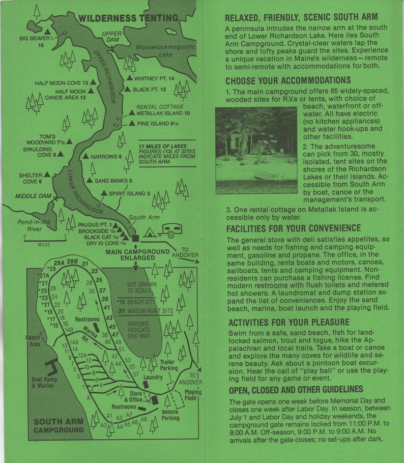 South Arm Campground Andover Maine Brochures C1990s Good Etsy