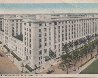 New Interior Department, Used c1930s Postcard, Washington, DC, a little wear, discoloring