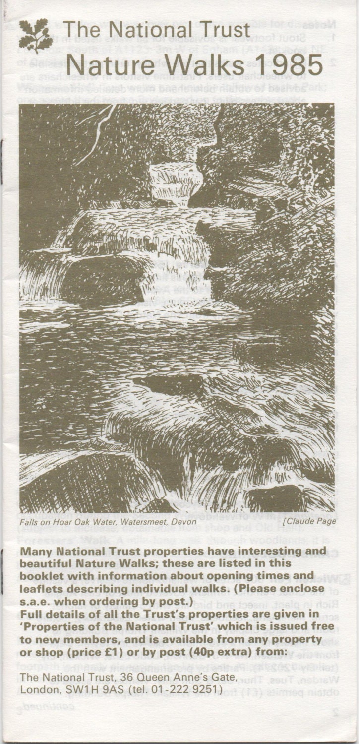 The National Trust Nature Walks 1985 Booklet Great Britain Etsy