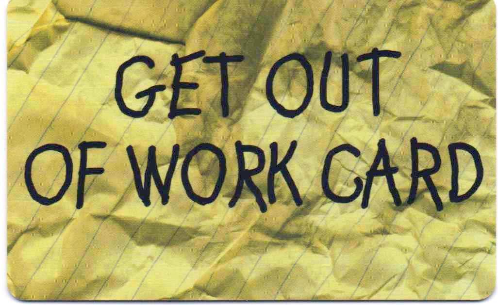 Get Out of Work Card C1980's Good Shape Novelty Card | Etsy