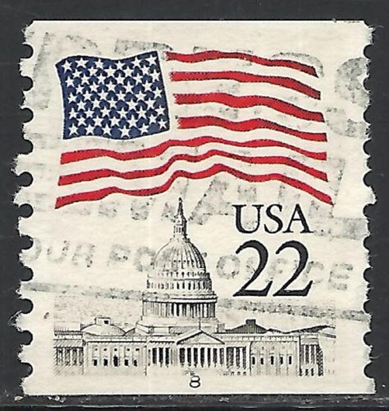 Flag Over Capitol 22 Cent Stamp 1985 Coil Cancelled Scott Etsy