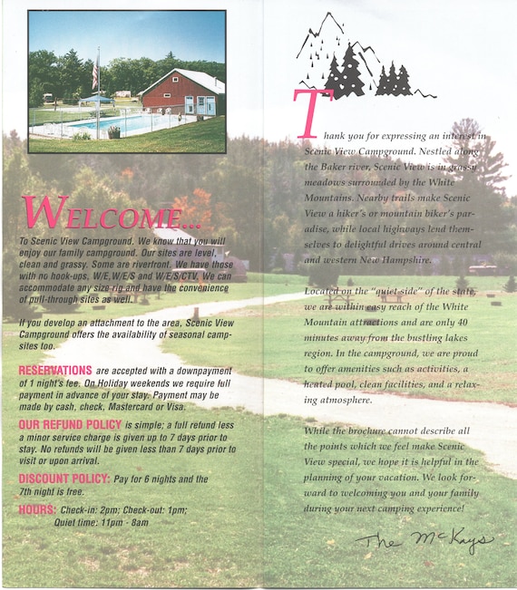 Scenic View Campground Warren New Hampshire Brochure Etsy Scenic View Campground Warren New Hampshire Brochure Etsy