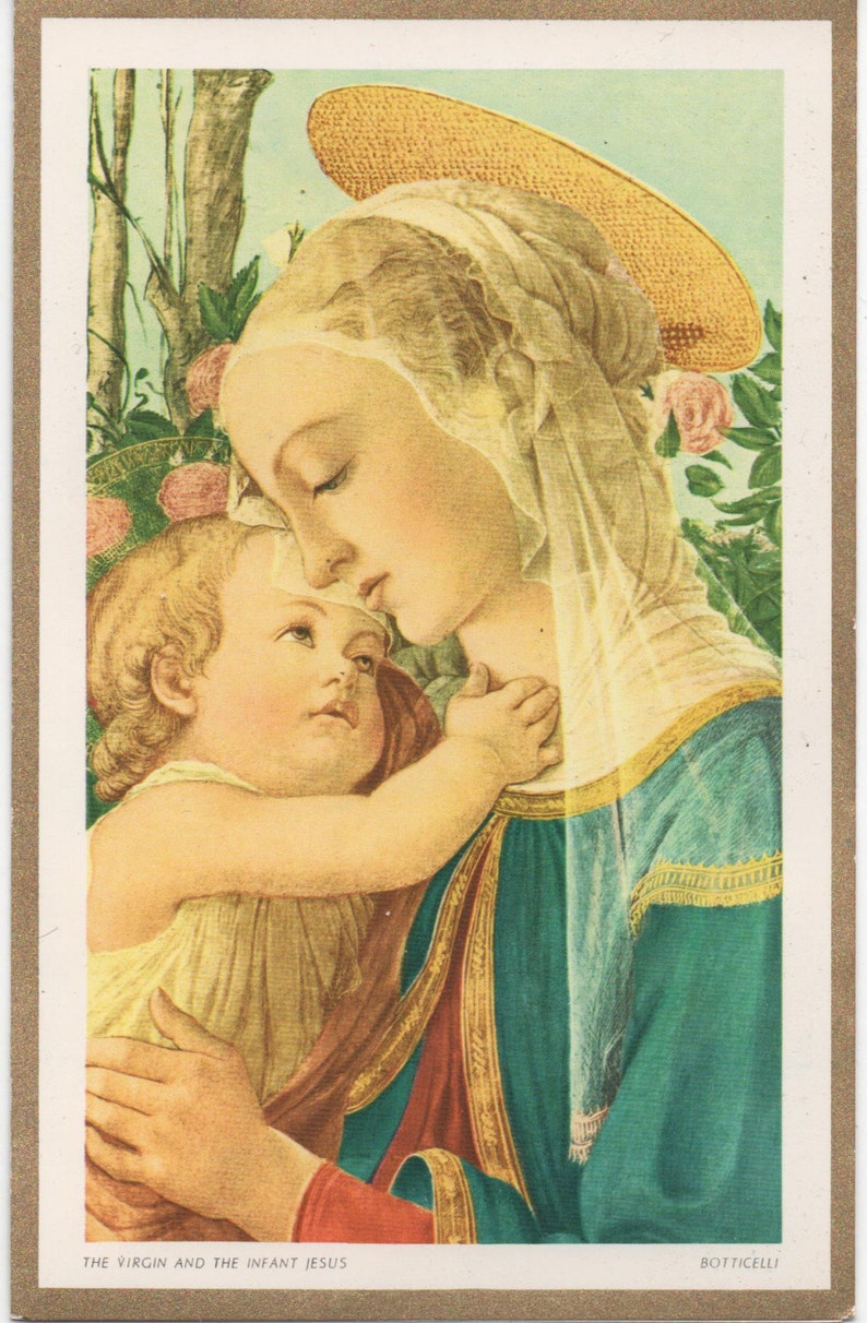 Christmas card good shape Vintage Benedict Oregon Used 1981 Benedictine Fathers Virgin and Infant St