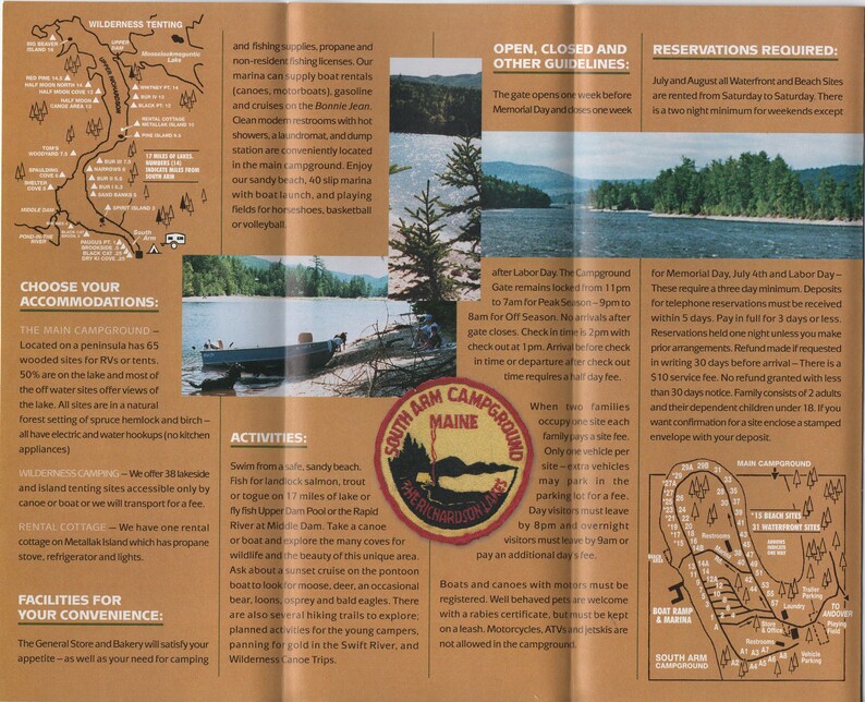 South Arm Campground Andover Maine Brochures C1990s Good Etsy