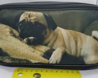 Pug Double Zipper pouch bag