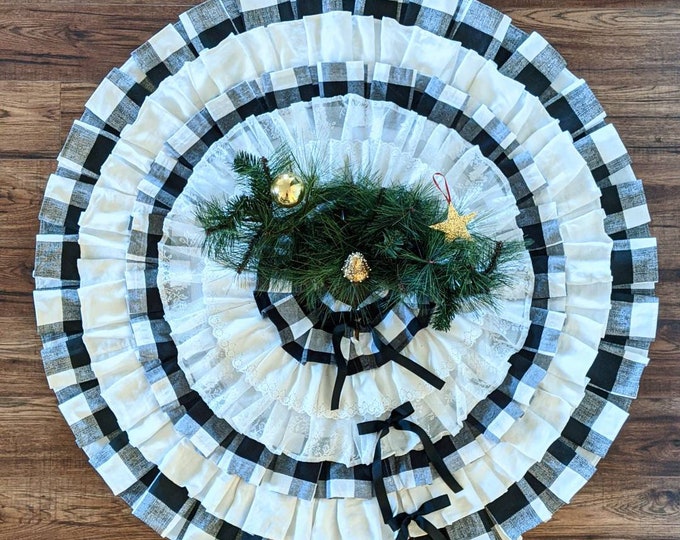 Modern Farmhouse Christmas Tree Skirt Farmhouse Decor Modern Etsy