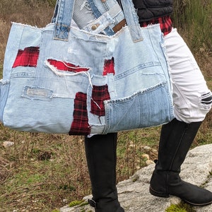 Tote Bag Recycled Jean Bag Denim Bag Denim Tote Bag - Etsy