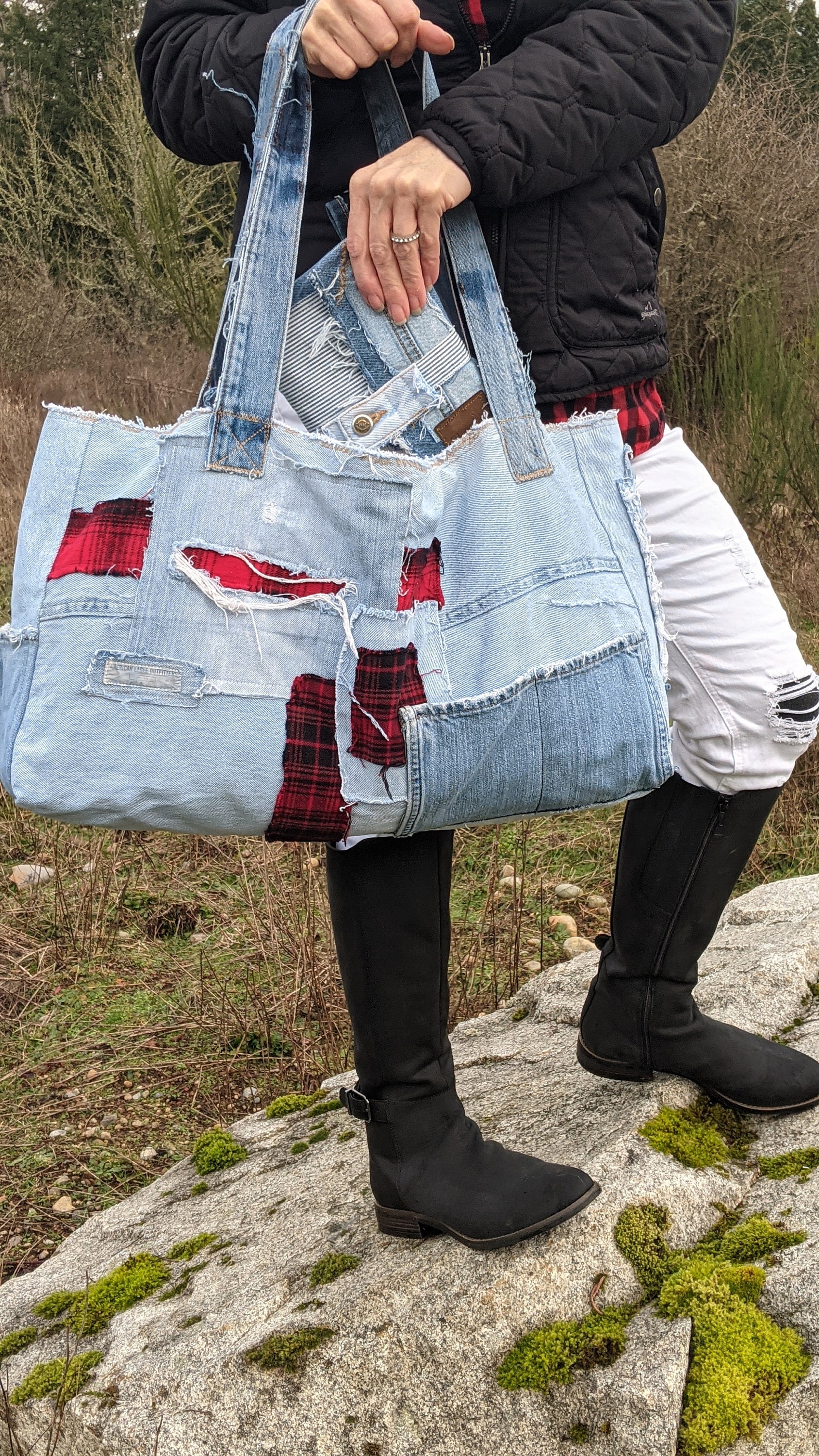 【emis】24FW新作★ DENIM BIG SHOPPER BAG Buy Emis Denim Big Shopper Bag Dark Denim | SASOM