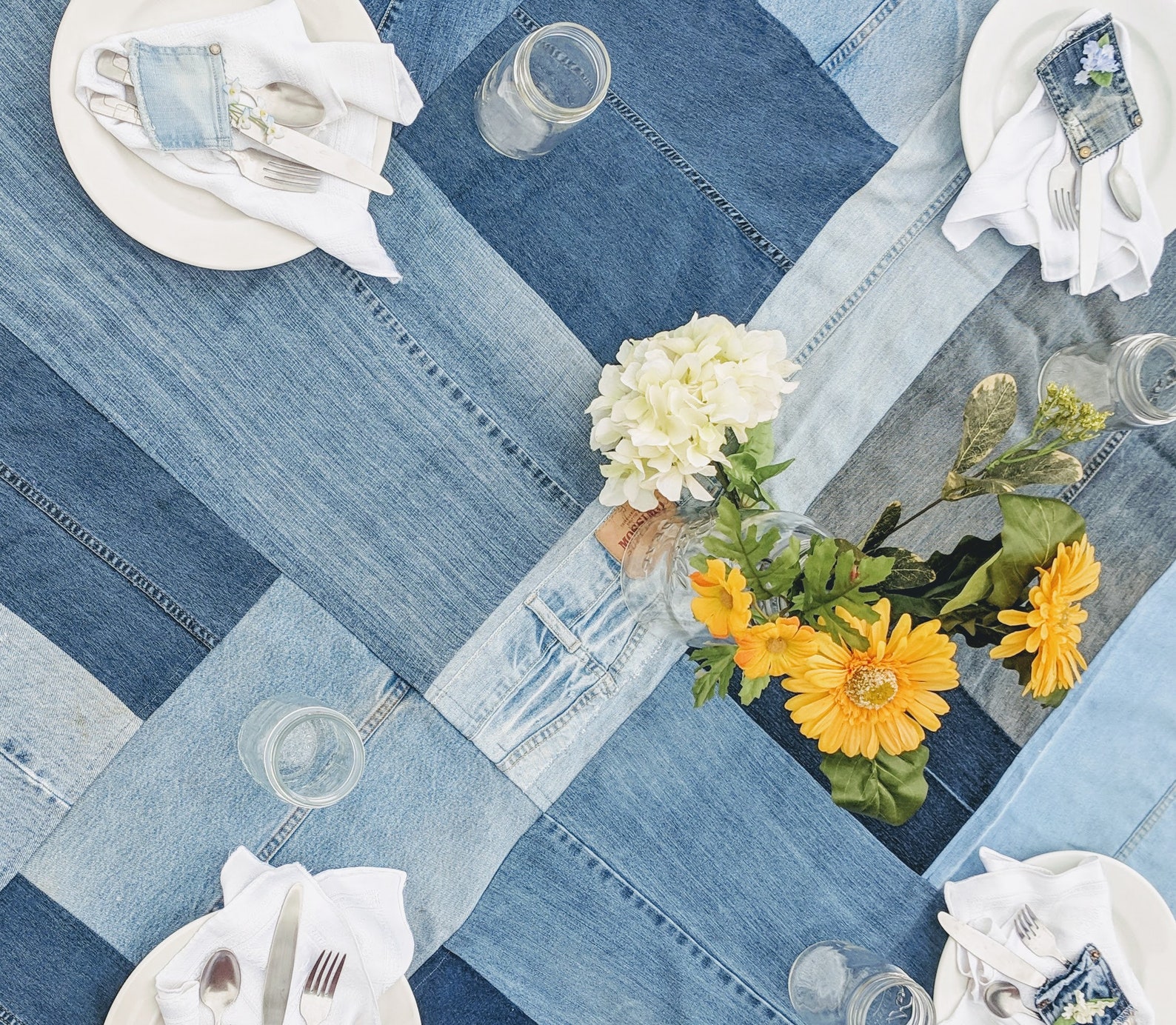 Denim Tablecloth Denim Tablescapes Denim Wedding Tablecloth Etsy
