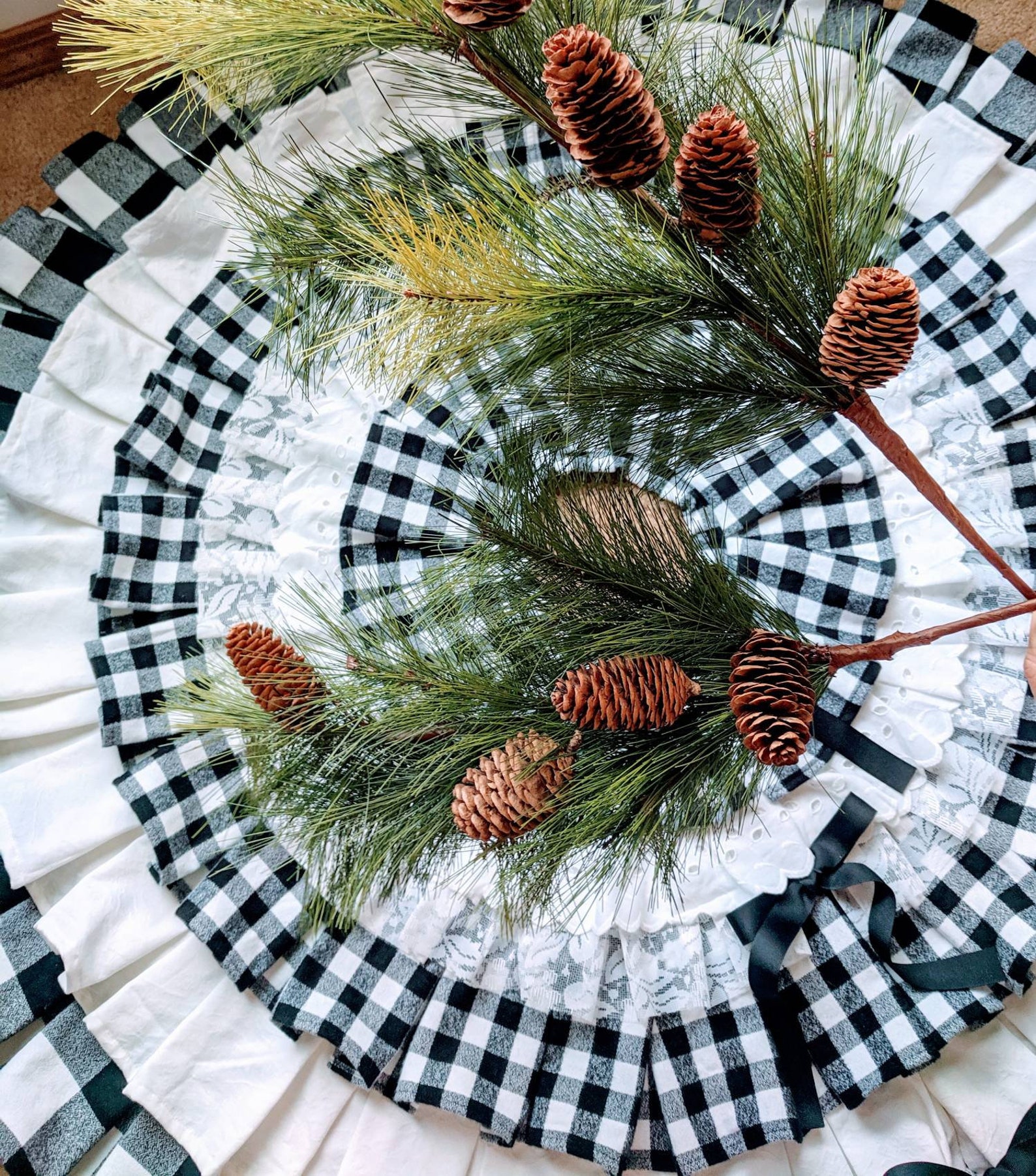 Modern Farmhouse Christmas Tree Skirt Farmhouse Decor Modern Etsy