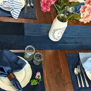 Denim Table Runner, Jean Wedding Decor, Repurposed Jeans, Denim Runner, Wedding Decor, Denim Wedding Decor, Country Wedding Tablescapes image 1