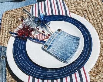 Small Denim Pockets, Distressed Tiny Denim Pockets, Silverware Holder,  Country Wedding, Denim Baby Shower, Denim Party Favors