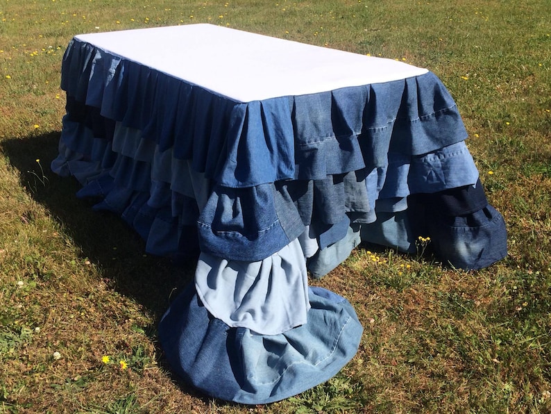 Denim Tablecloth Ruffled Denim Tablecloth Denim Wedding Etsy