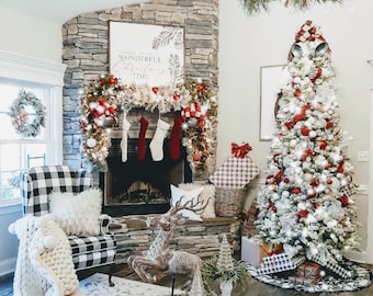 Buffalo Plaid Christmas Tree Skirt, Buffalo Check Tree Skirt, Christmas Tree Skirt, Modern Farmhouse Christmas Decor, Trending Decor
