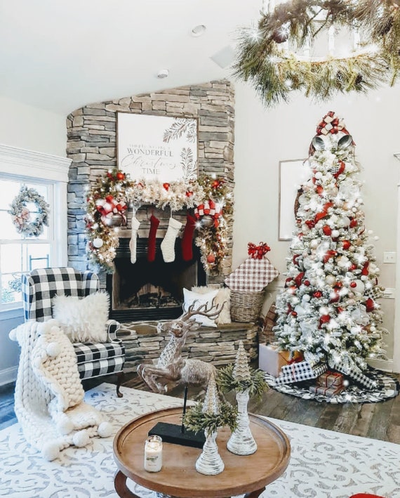 Buffalo Plaid Christmas Tree Skirt, Buffalo Check Tree Skirt