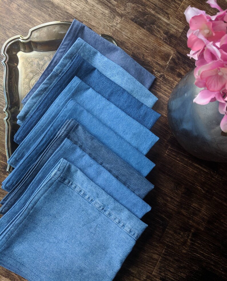 Denim Napkins Chambray Napkins Denim & Chambray Upcycled ...