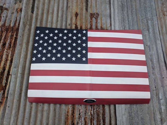American Flag Custom Flag Truck Hood Ford Ranger American Decor Man Cave Car Themed Decor Garage Classic Ford Usa Flag Patriotic