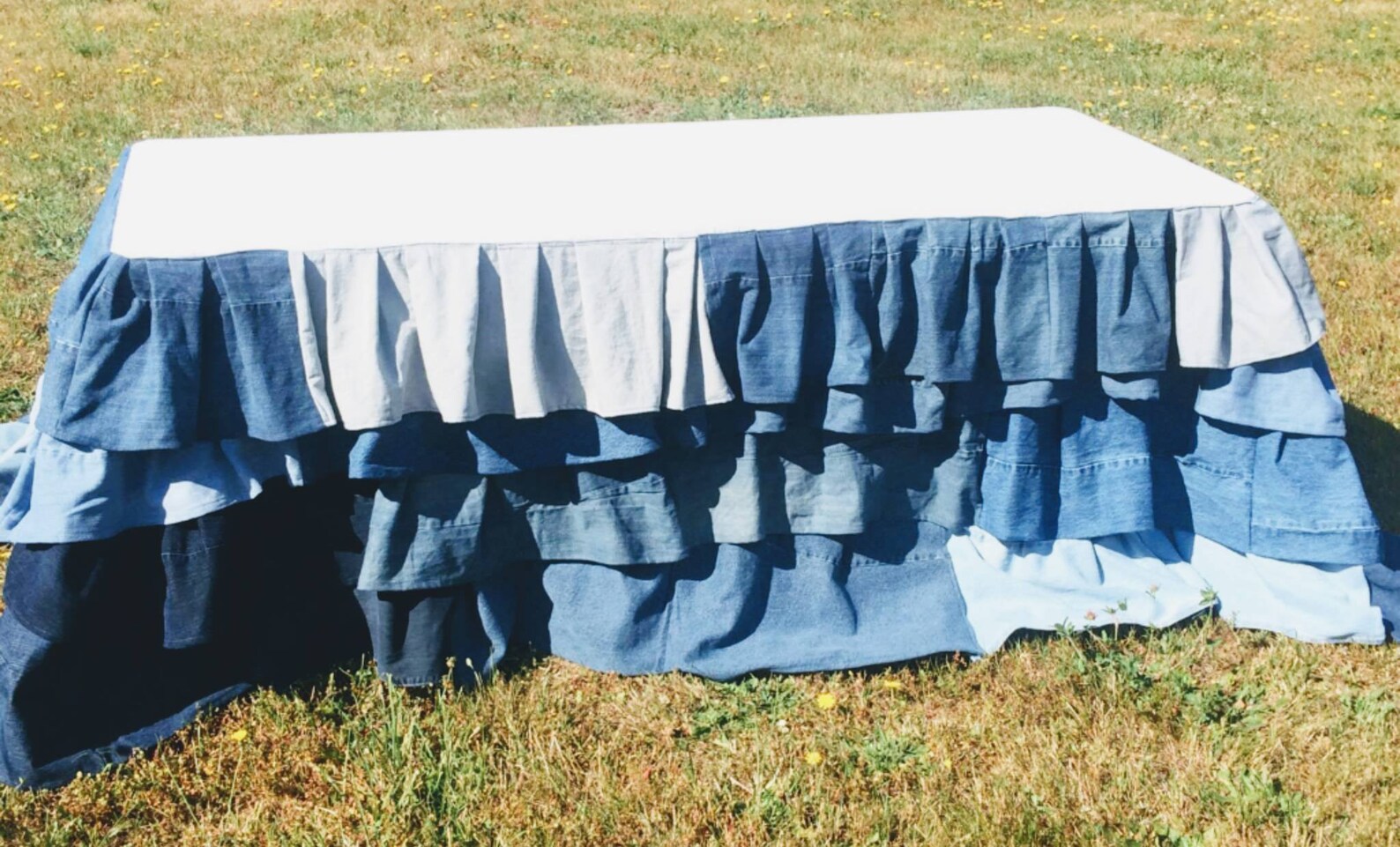 Denim Tablecloth Ruffled Denim Tablecloth Denim Wedding Etsy