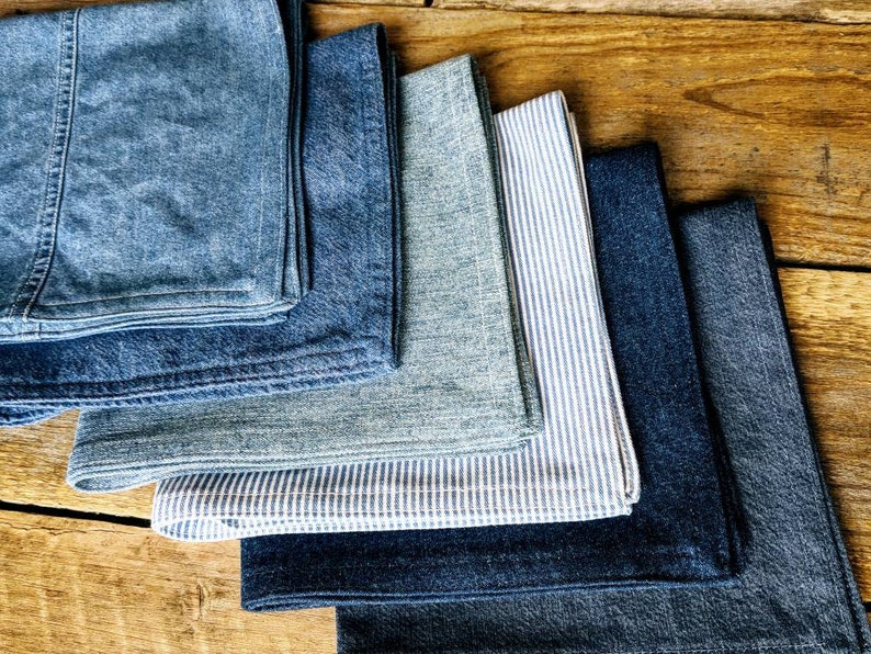 Denim Napkins Chambray Napkins Denim & Chambray Upcycled Etsy