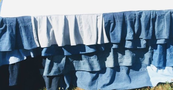Denim Tablecloth Ruffled Denim Tablecloth Denim Wedding Etsy