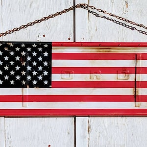 Man Gift *Ready to Ship* American Flag Tailgate, 60s Ford Stepside, American Decor, Garage Flag, Classic Ford,  USA Flag, Vintage Truck,