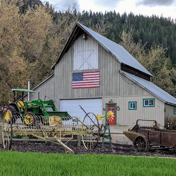 Huge Rustic American Flags Barn Metal Flags Rustic Flag Etsy