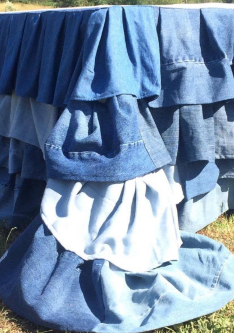 Denim Tablecloth Ruffled Denim Tablecloth Denim Wedding Etsy