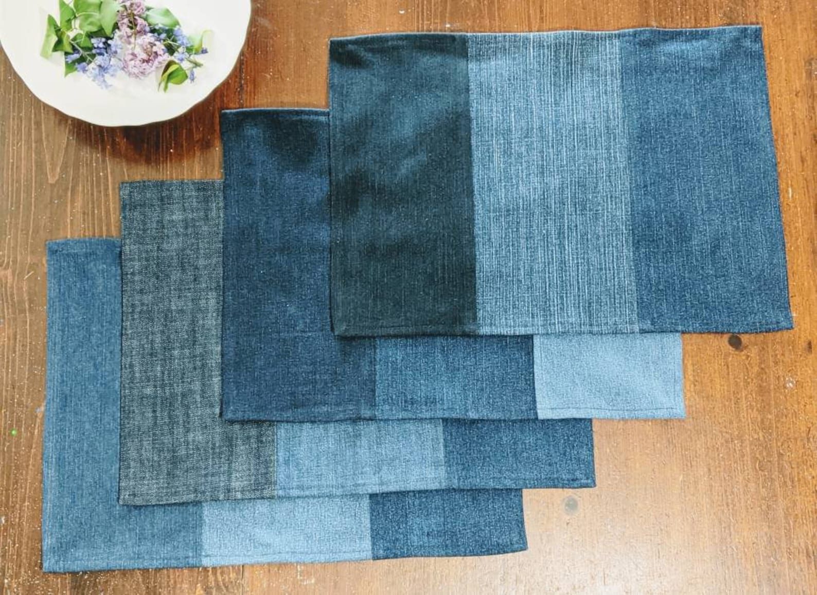 Denim Table Placemats Denim Tablescapes Denim Table Etsy