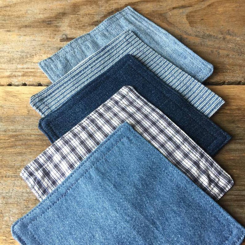 Cocktail Napkins Denim Cocktail Napkins Blue Napkins Denim Etsy
